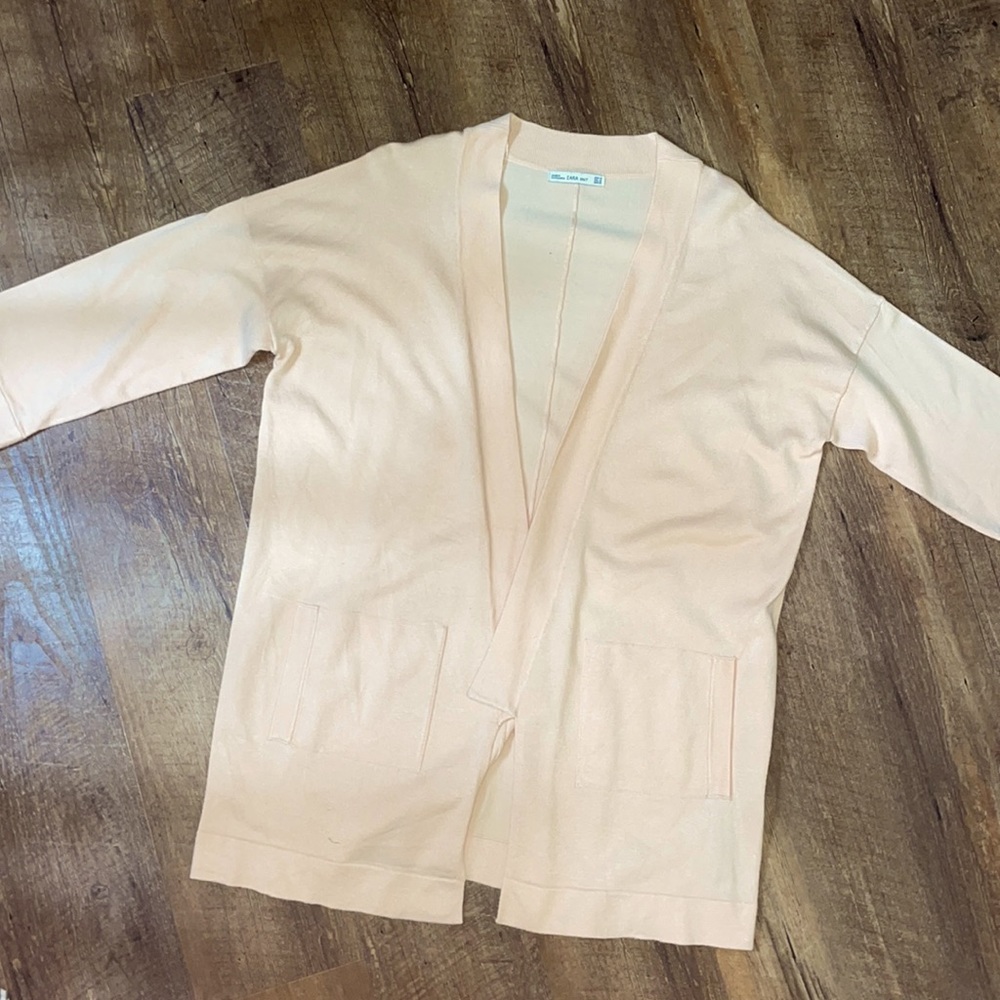 Zara Knit Blush Open Front Cardigan with Pockets